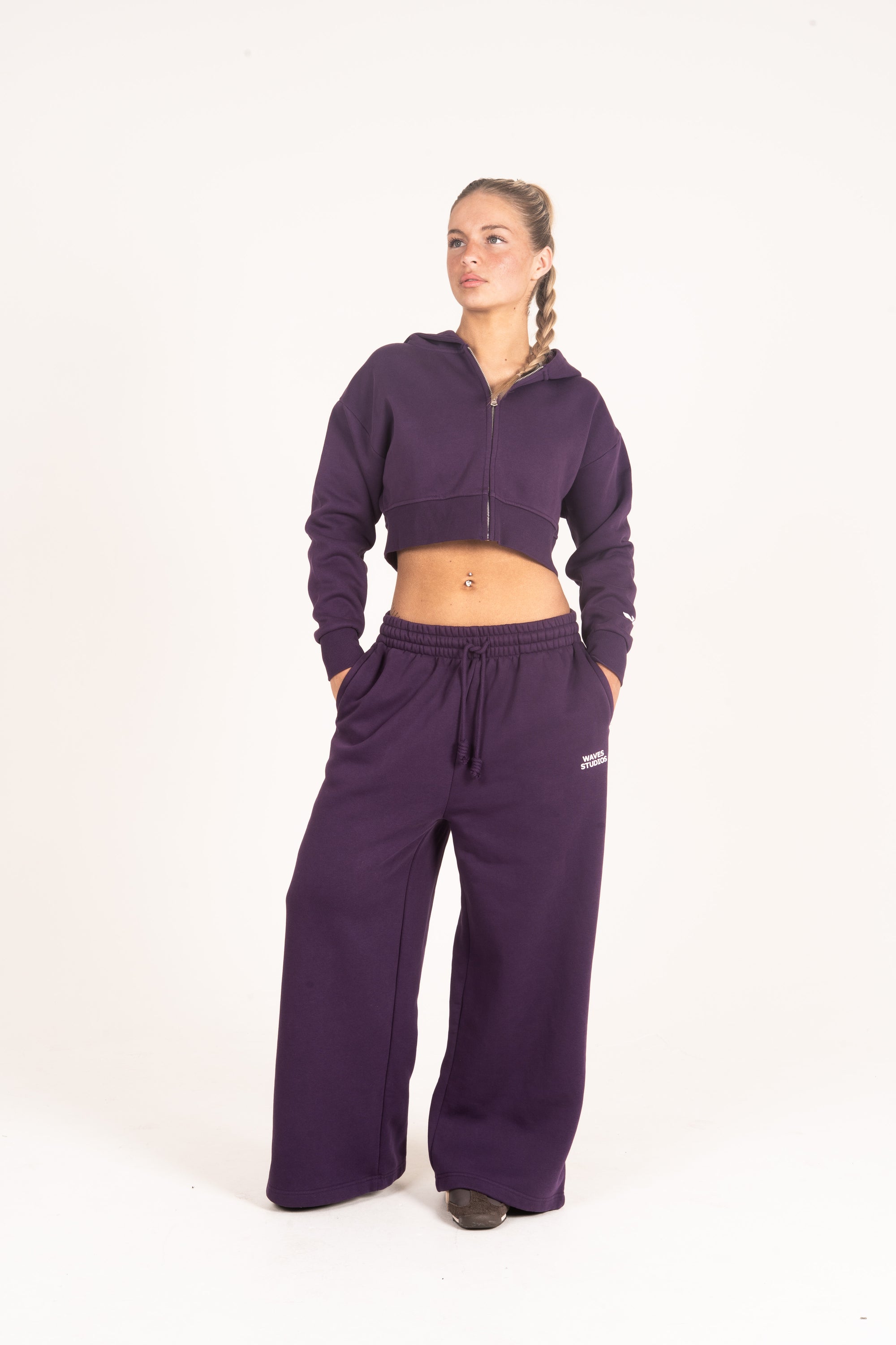 Deluxe Lounge™ Women Cropped Full Zip Hoodie