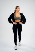 Zipped Cropped Hoodie - Cuffed Hem